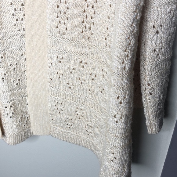 VINTAGE MISS PERNILLA Champagne Delicate Knit Open Cardigan Sweater Size 12 - Picture 10 of 16